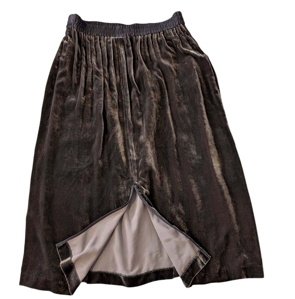 Poetry Women's Gray Velvet Silk Blend Midi Skirt elastic waist NWT Sz 14 - Picture 6 of 13
